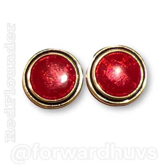 Bundle 3 for $15 Vintage Gold Tone & Burnt Red Circular Post Earrings - Picture 1 of 6